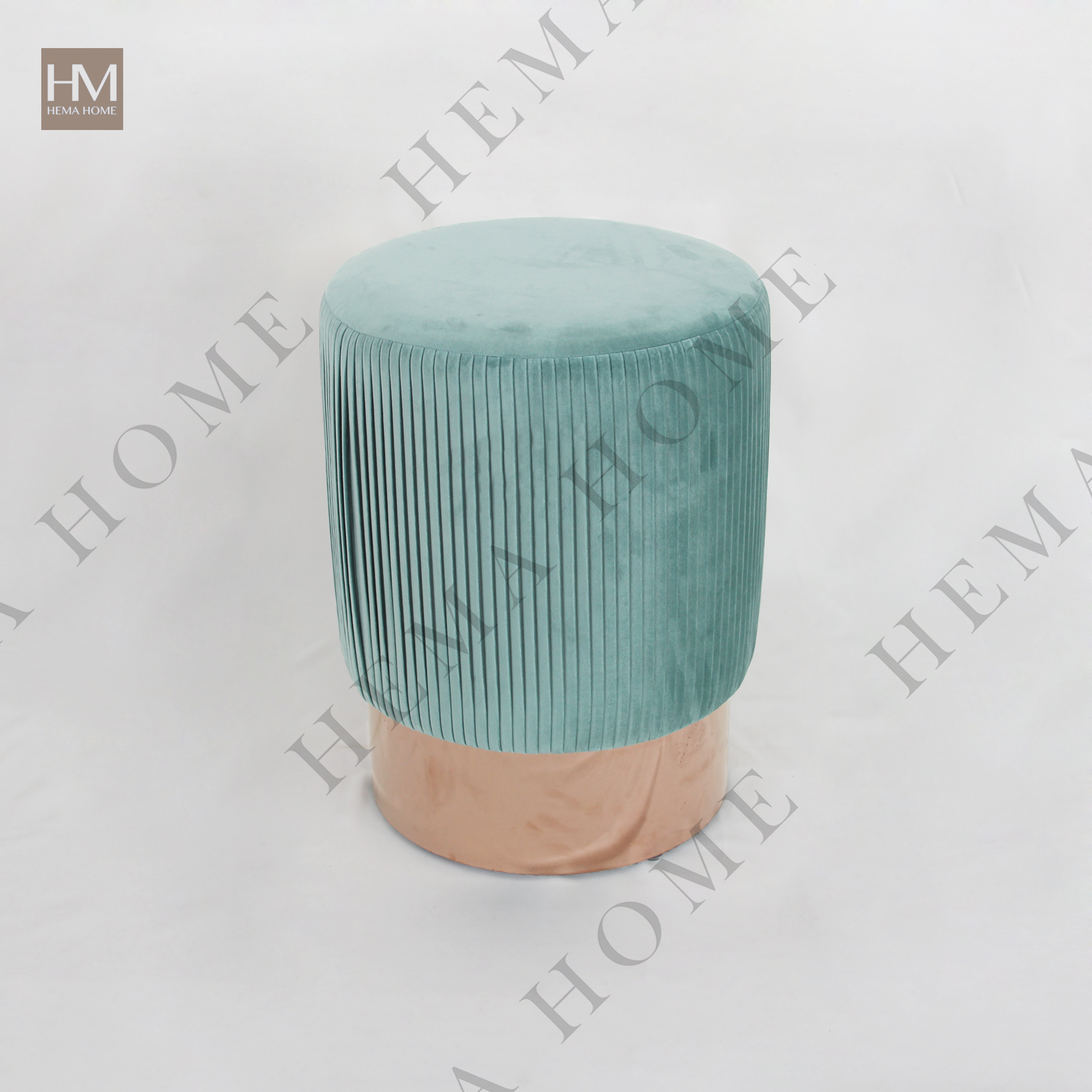 A Velvet Round Pouf