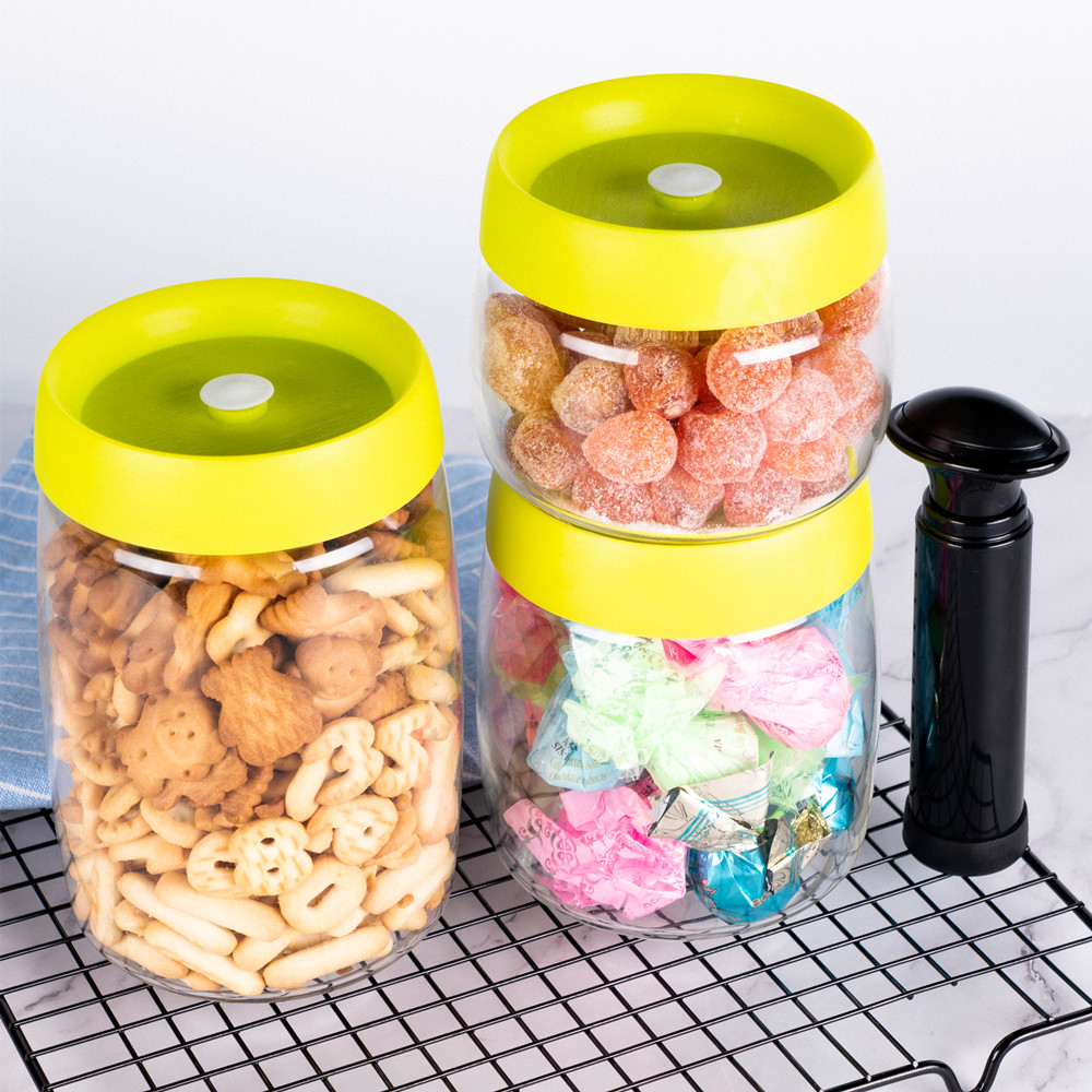 PET vacuum food storage containers 3PCS in one sets with air pump