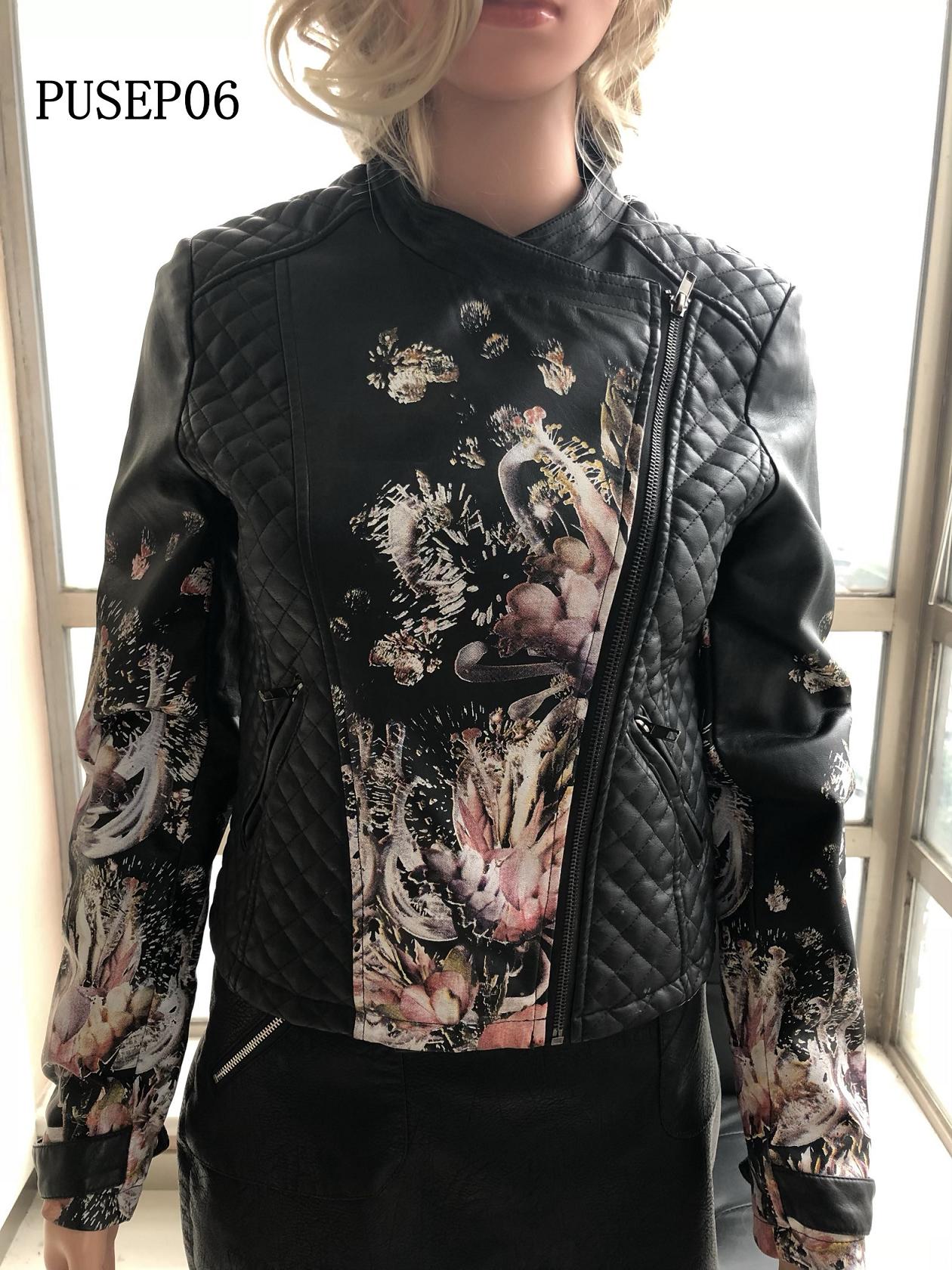Ladies Print Embroider With Studs Pu Jacket