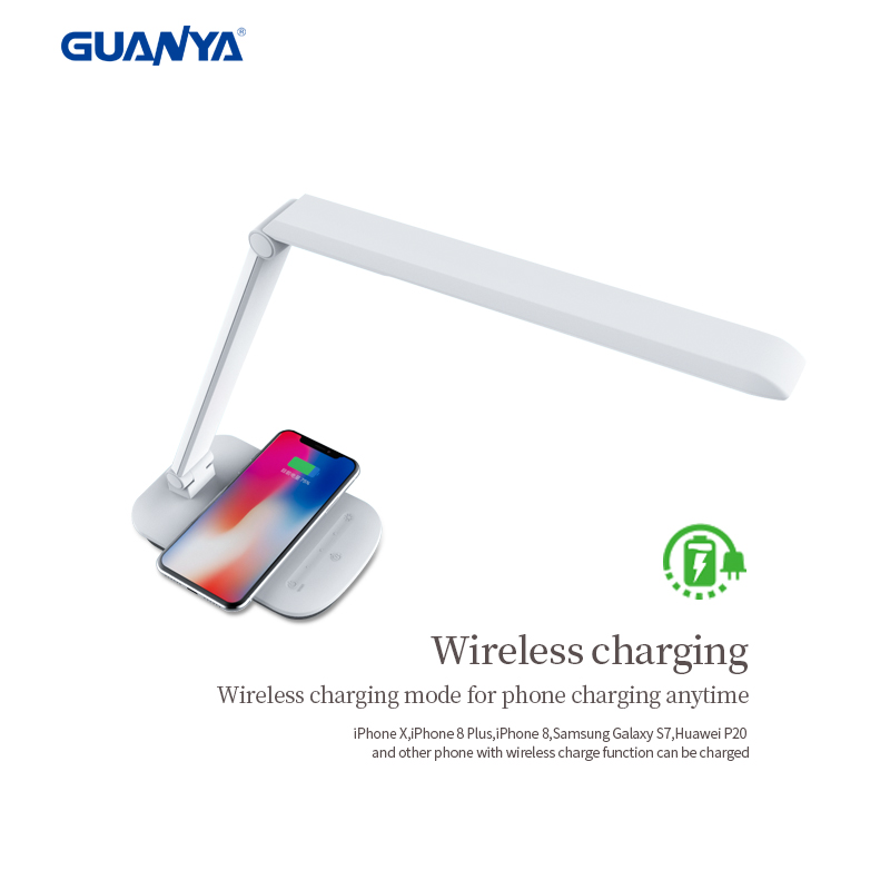 Multi-function sliding dimming CCT adjustable 10W fast wireless charging LED lamp
