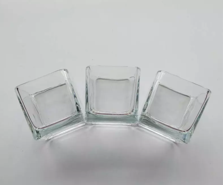 51*51mm square transparent glass candle cup logo printing DIY candle cup hydroponic small cylinder