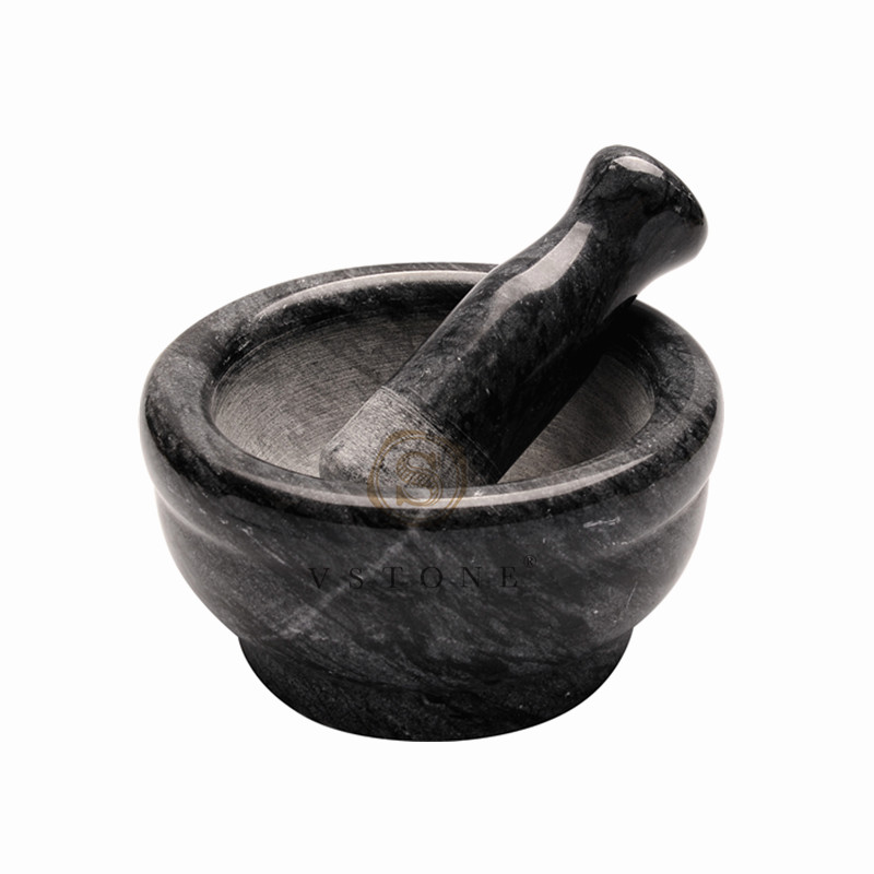 Dark grey marble mortar and pestle/mortar with pestle/pestle and mortar， Marble craft