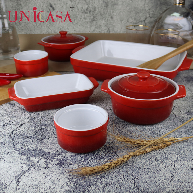Ceramic bakeware set round casserole with lid oven baker baking dish rectangular baker round baker ramekin