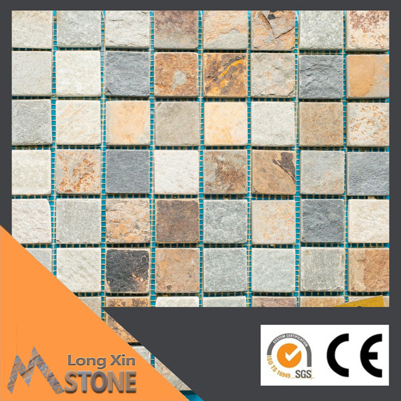 Natural mix color slate stone mosaics 305X305 CM