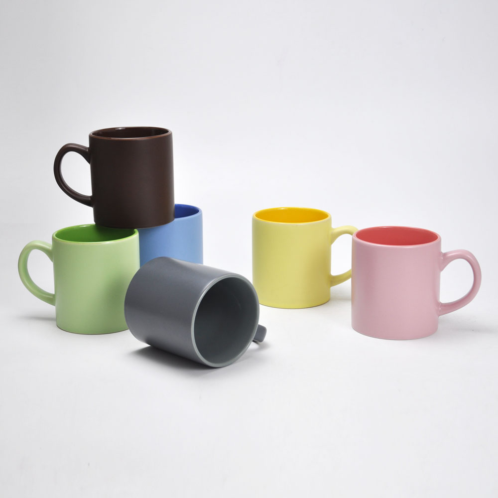 18oz can shape coffee mug stoneware multiple colors mug outside matte finihsed, inside gloss glazed