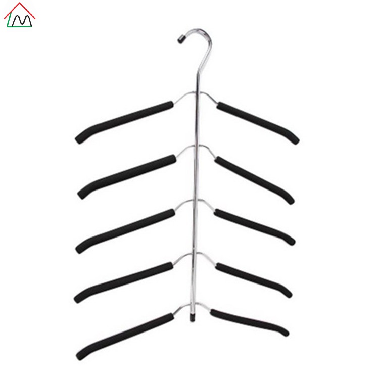 Multilayer EVA Foam Chrome plated Fish Bone Shape stainless steel Metal Hangers For Clothing Storage