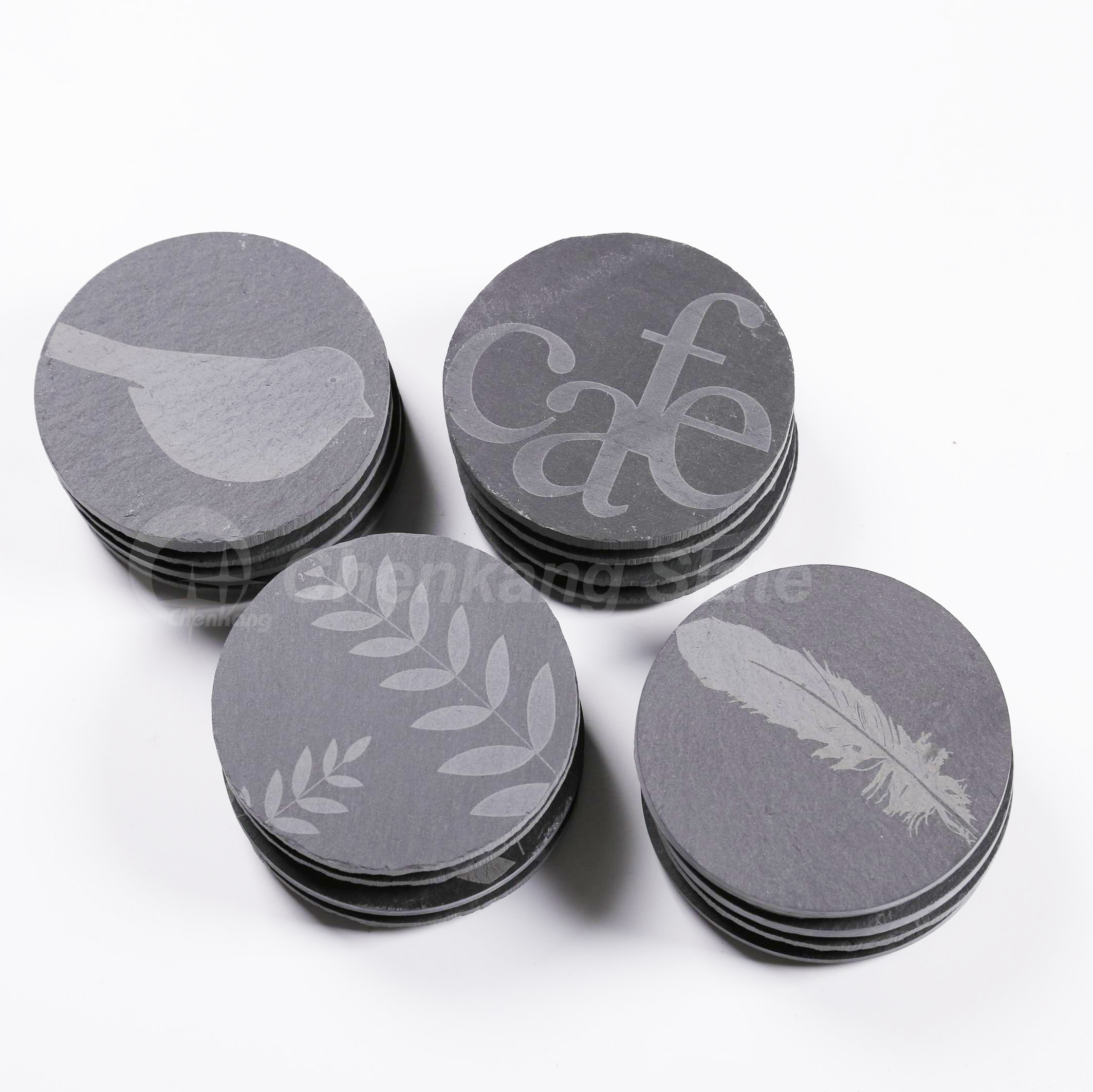 Slate Coasters Rough Chipped Edges With Laser Engraving