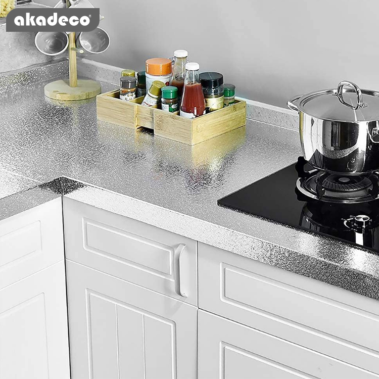 Metallic PVC+PET material aluminum self adhesive film for kitchen