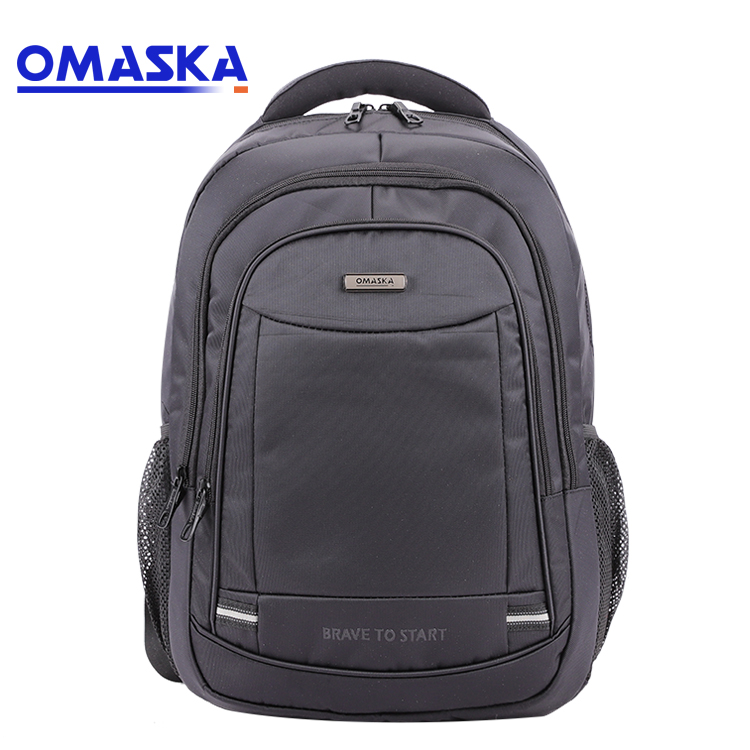 New OMASKA wholesale big capacity nylon black travel student laptop backpack