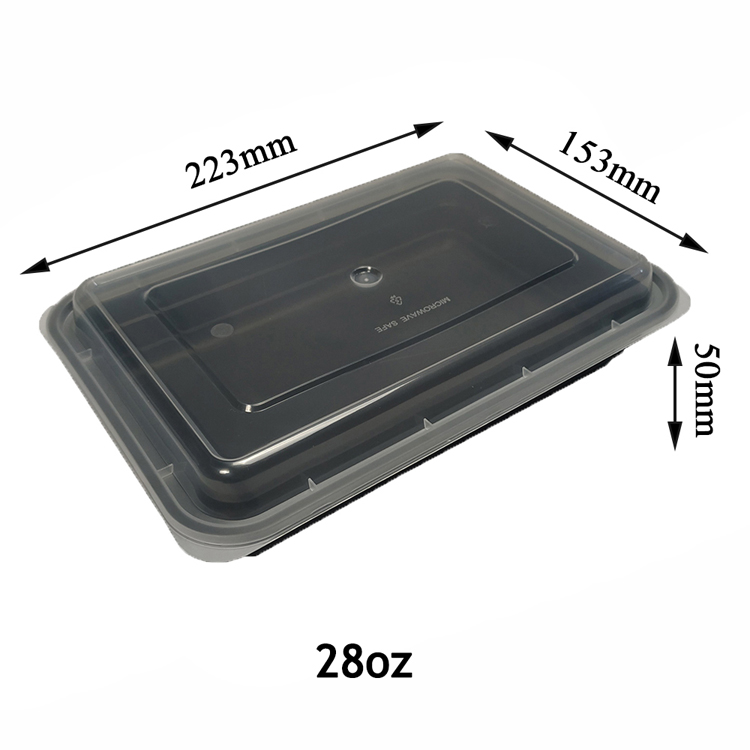 China Canton Fair Yiqiang 6858 Disposable Plastic Takeaway Microwavable Black One Compartment Bento Lunch Food Container Box Manufacturer