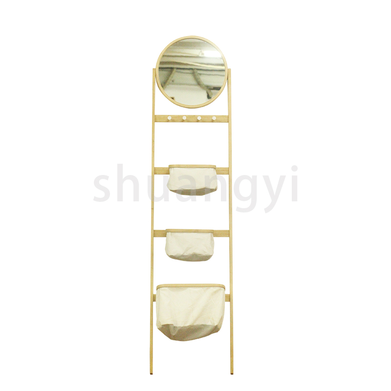Bamboo + coat rack with fabric