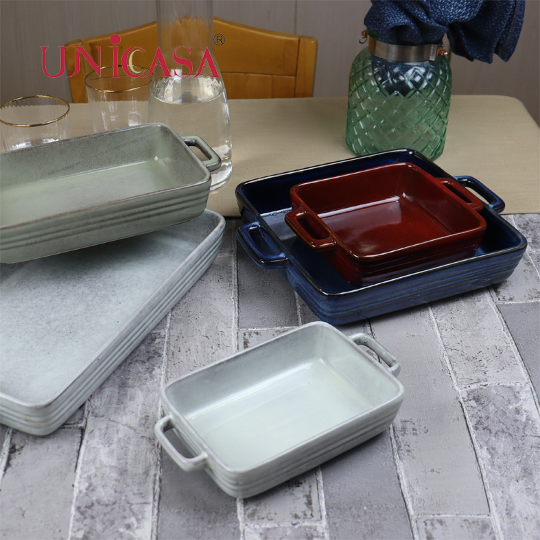 5-Piece Ceramic Bakeware Baking Dishes Set Rectangular Baking dishes square baking tray set