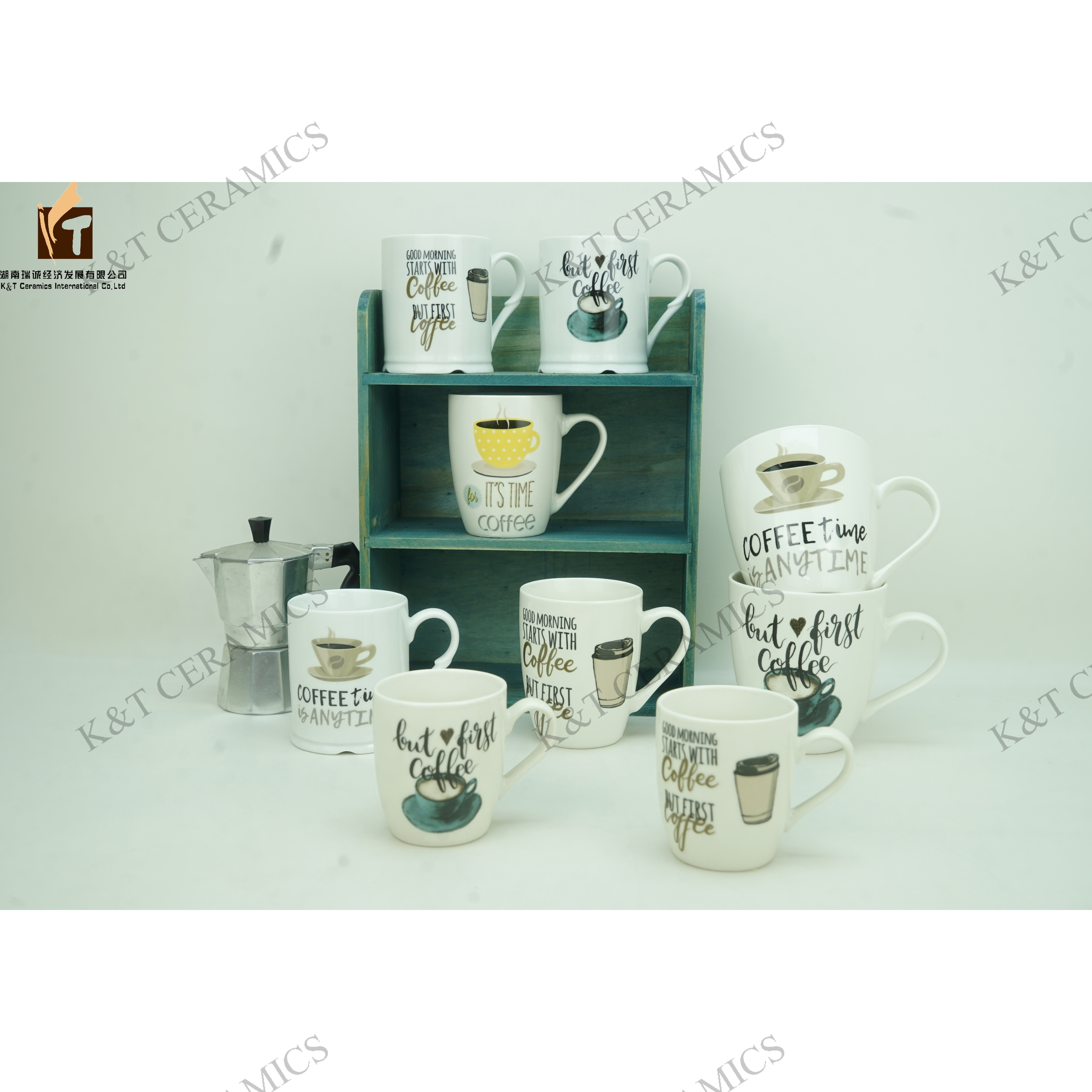 Porcelain mug with coffee design