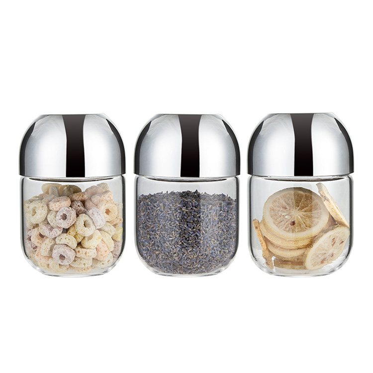Round Glass Kitchen Storage Canister Jars, Crystal Clear Food Storage Jars With Measuring Lid And Silicone Seal