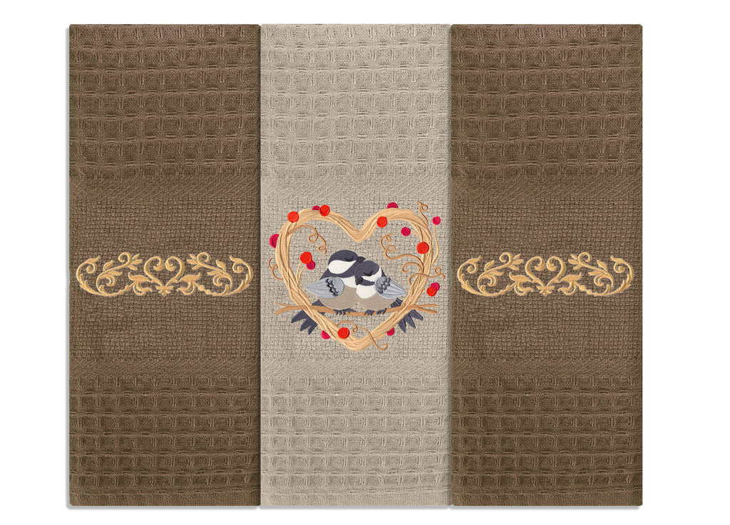 Embroidery Waffle Kitchen Towel