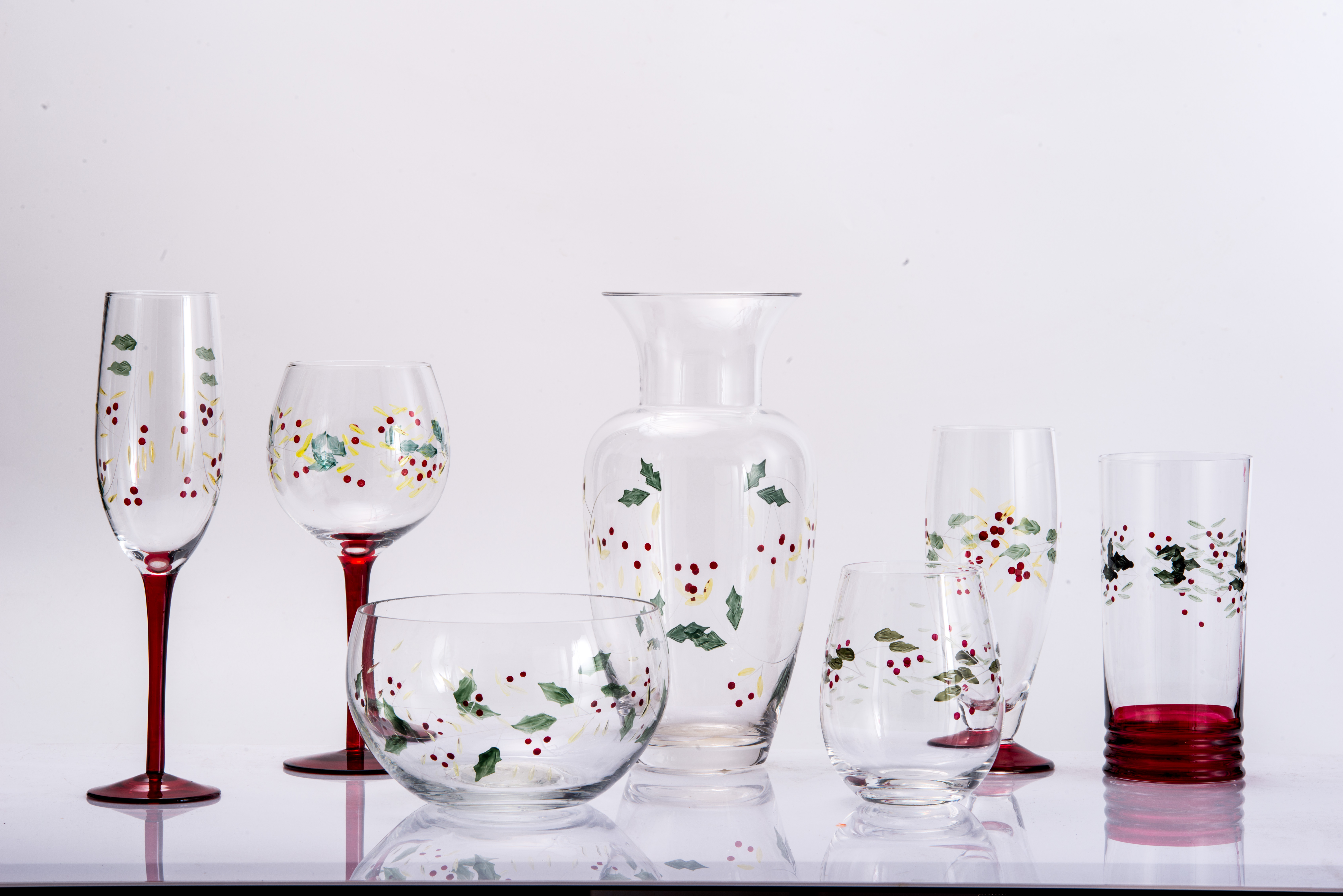 Cutting and hand painted glasses