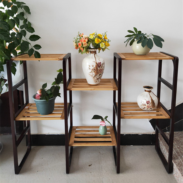 Bamboo flower storage rack for living room