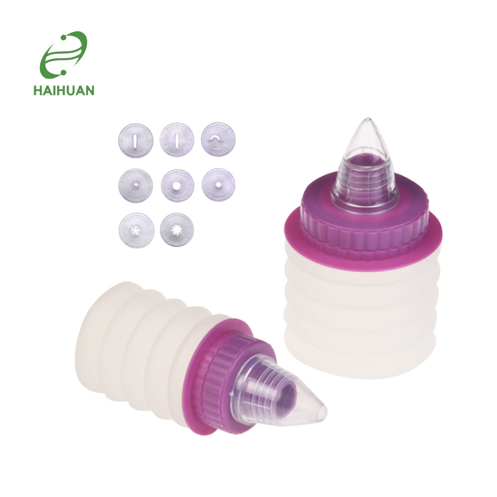Best Selling Food Grade Silicone Cake Tools Icing Piping Decorating Bottle Kit Set with 8 Nozzles