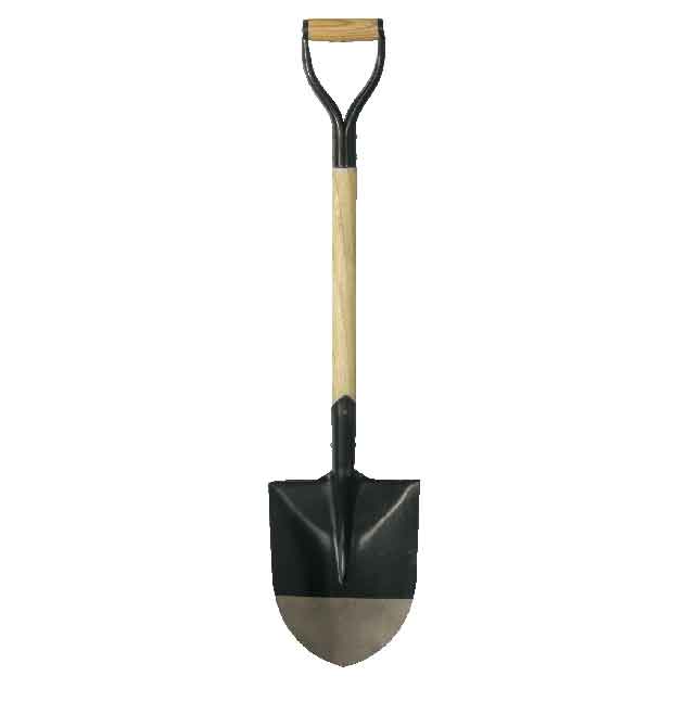 S503 Wooden Handle Pointed Shovel With Steel Y Grip