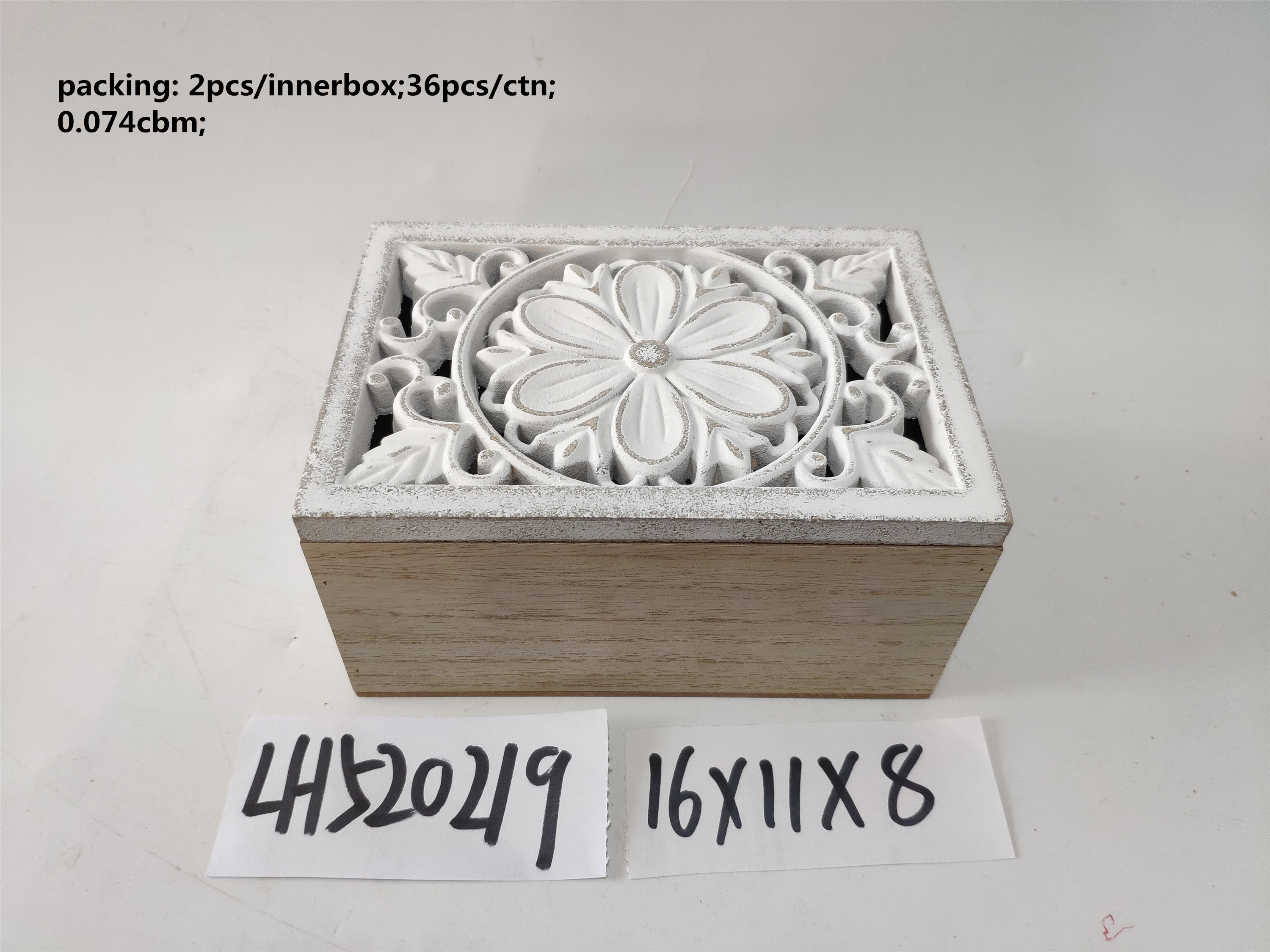 European style wooden embossed pattern desktop decoration storage box