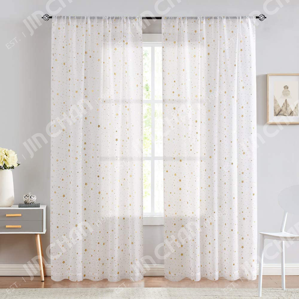 Sliver Star Print Sheer Curtains