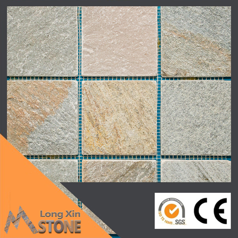 Natural oyster slate cube stone mosaics tile 305X305 CM