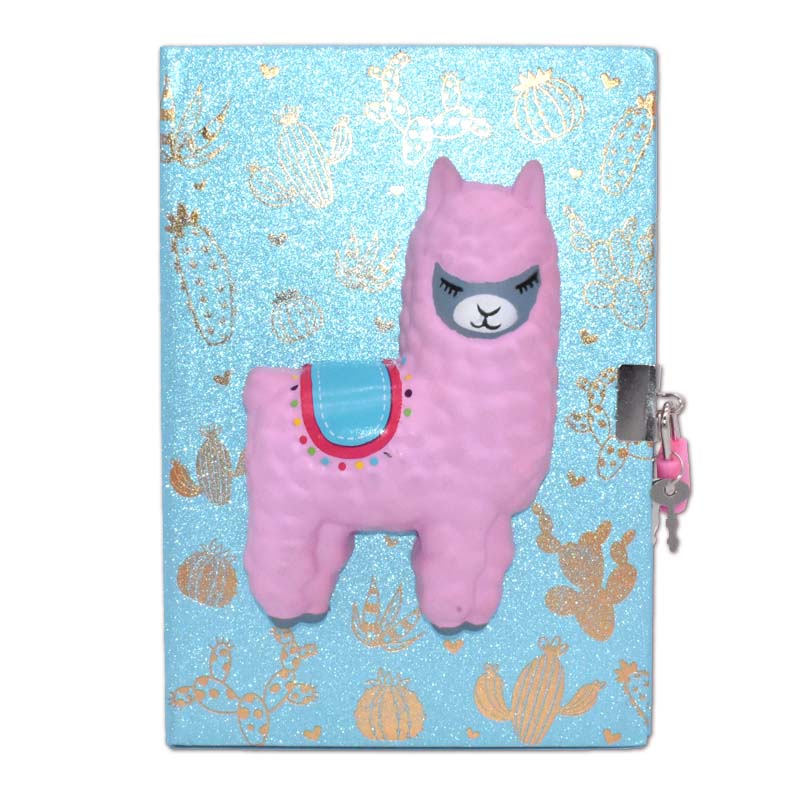 Giltter Cover Padlock Diary with Squishy antistress accessory