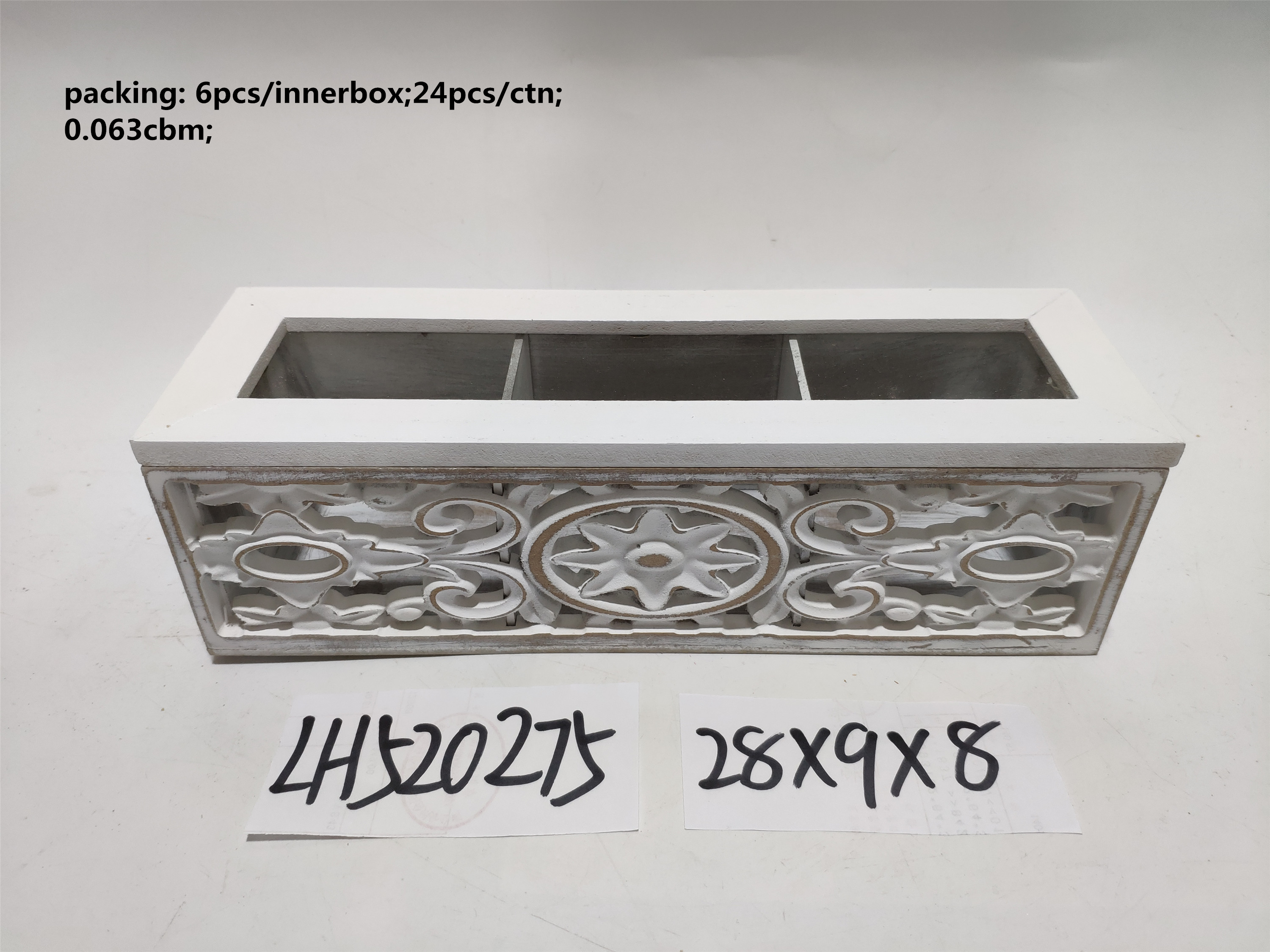 Cheap, hand-made European style wooden box with square pressed film pattern
