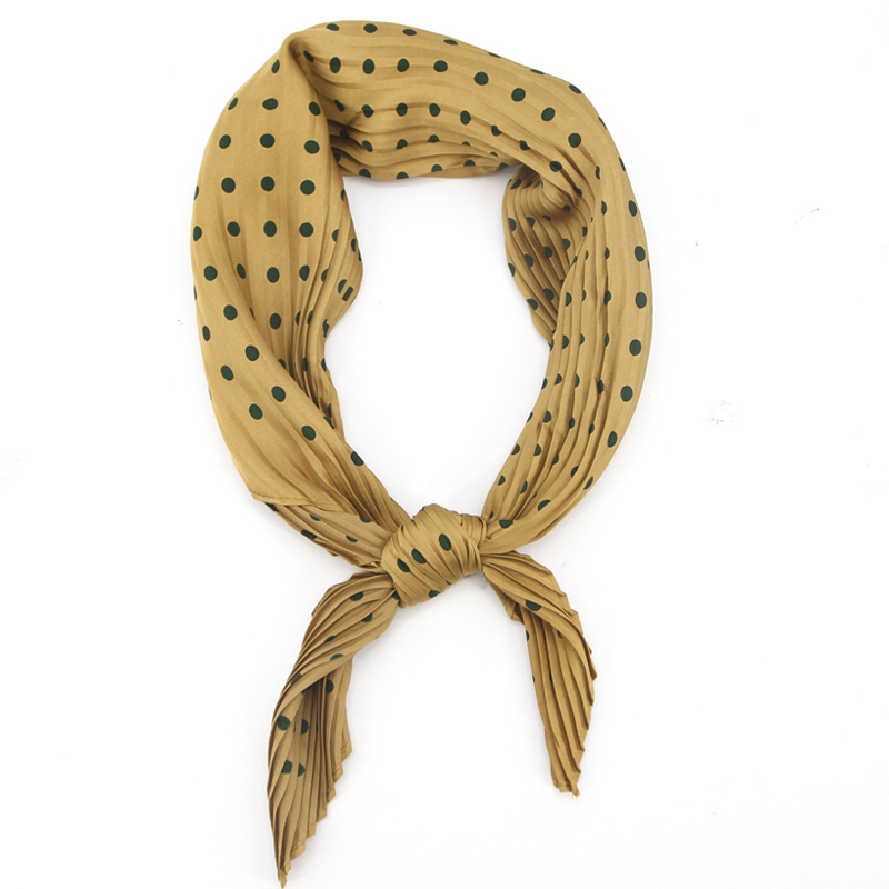 fashion commute pleated with black dot printed lady square scraf