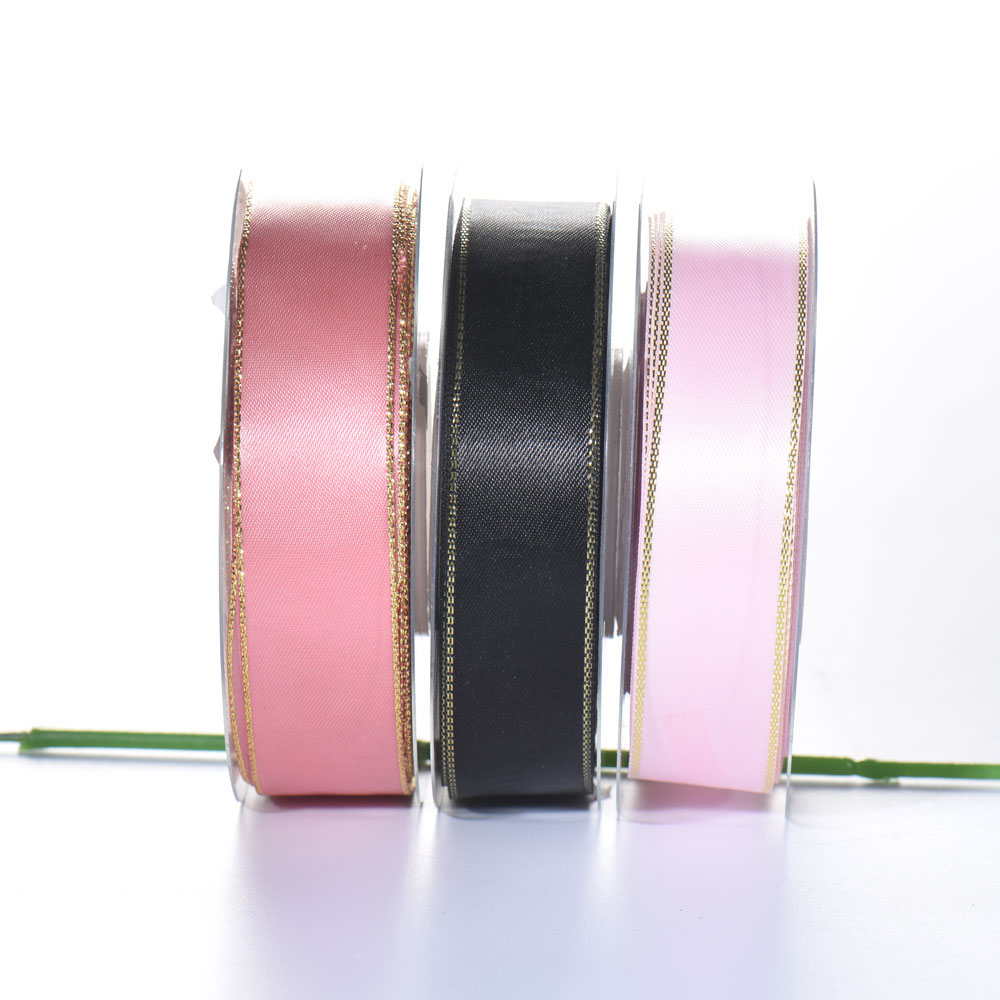 25mm Gold/Silver Edged Polyester Satin Ribbon