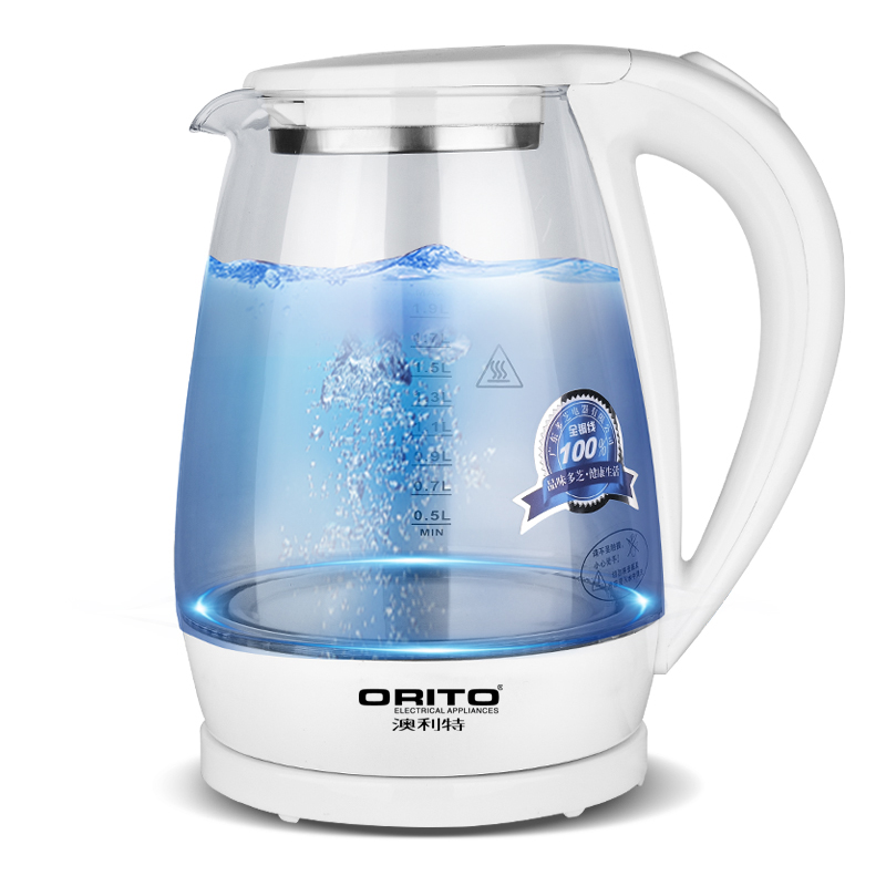 003 Hot sale family stainless inner glass body hotel tea electric kettle with low price