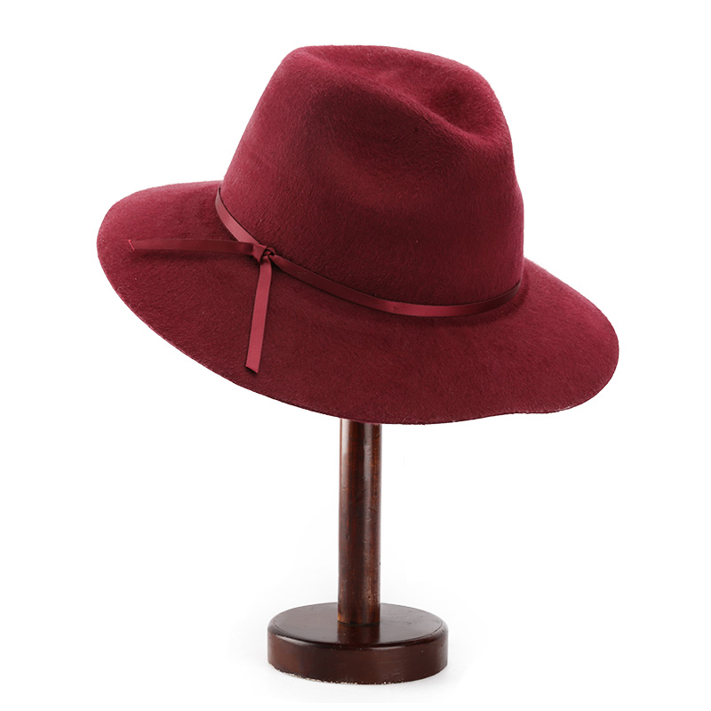 Big Brim Fedora Wave Brim Wool Brushed Hat
