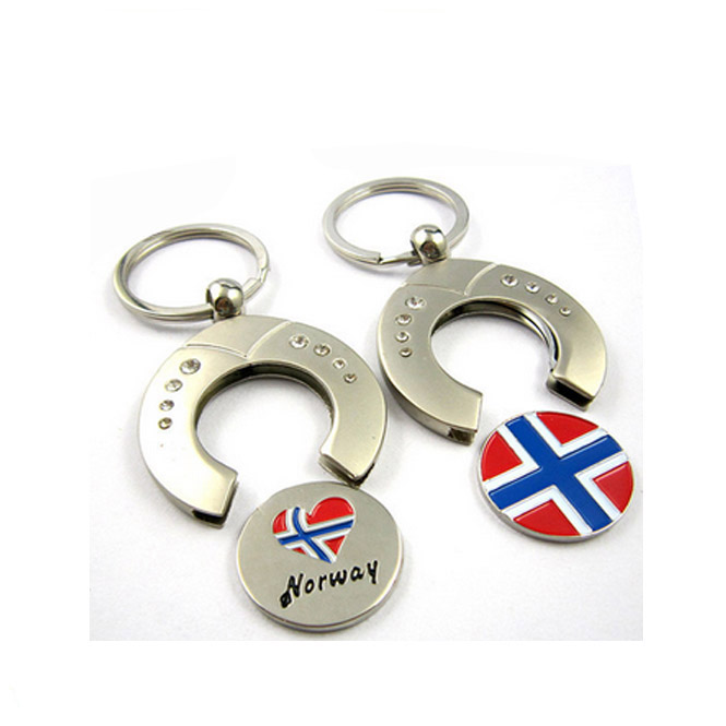Newly Euro Matte Silver Zinc Alloy Soft Enamel Trolley Coin Keychain
