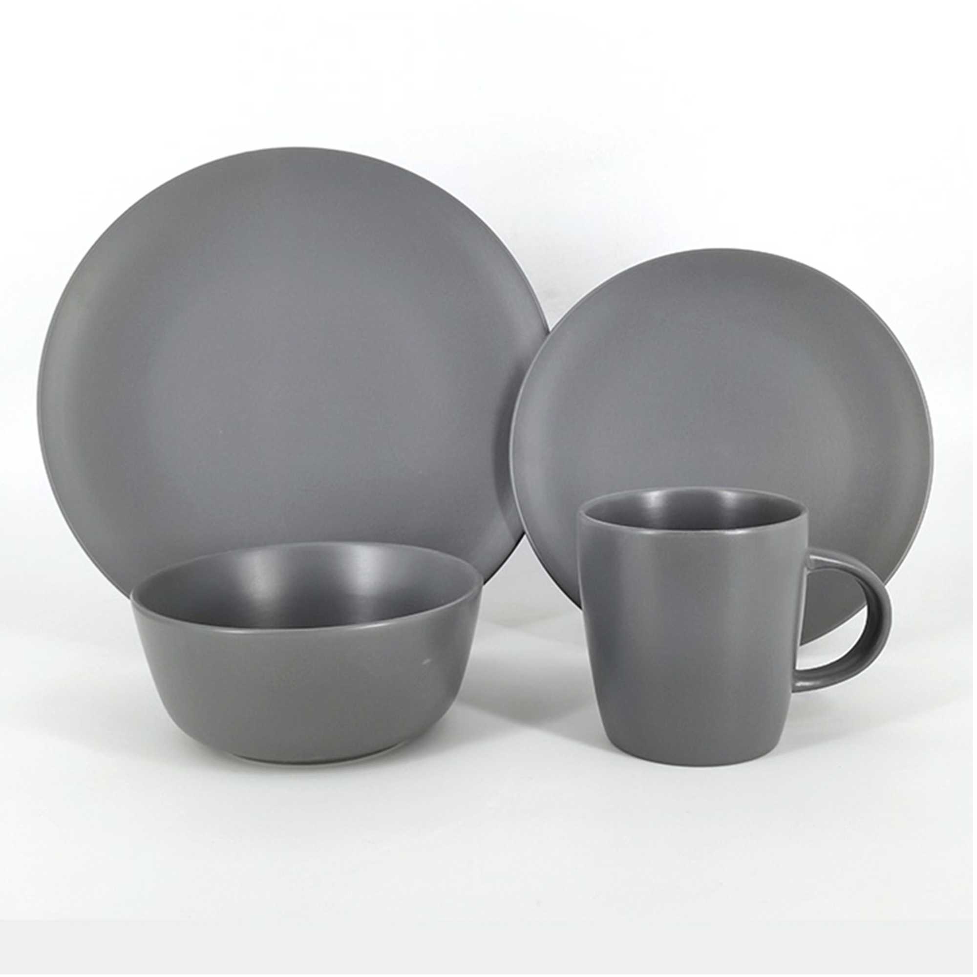 Gray stoneware solid color glazed 16pcs dinner set