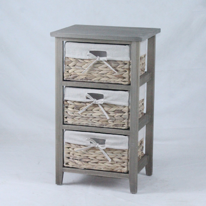 Chest of 3 water hyacinth drawers cabinet