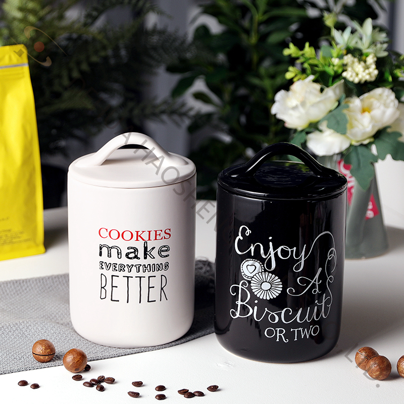 Ceramic jar with decal