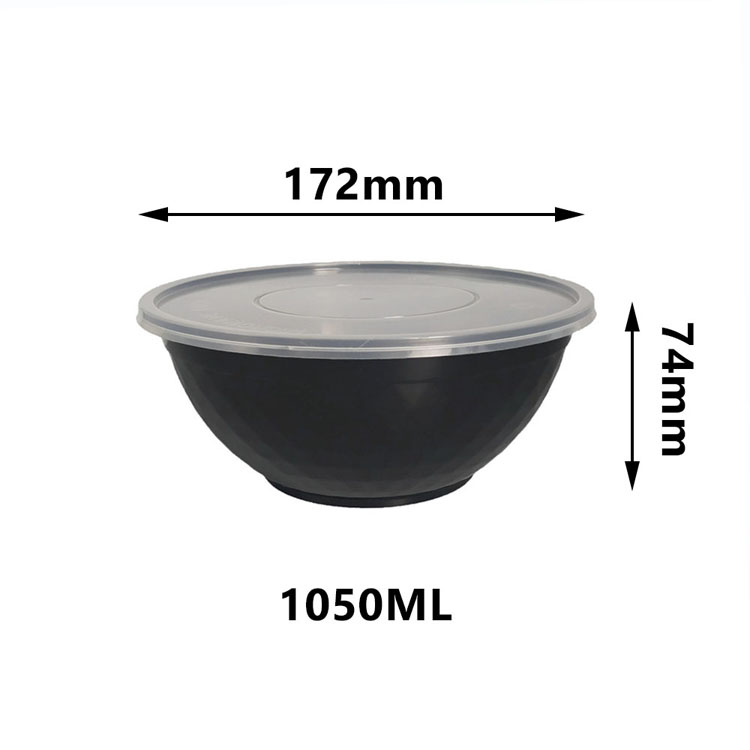 China Canton Fair Yiqiang 6808 Disposable Plastic Takeaway Microwavable Black Round Deli Food Container Factory