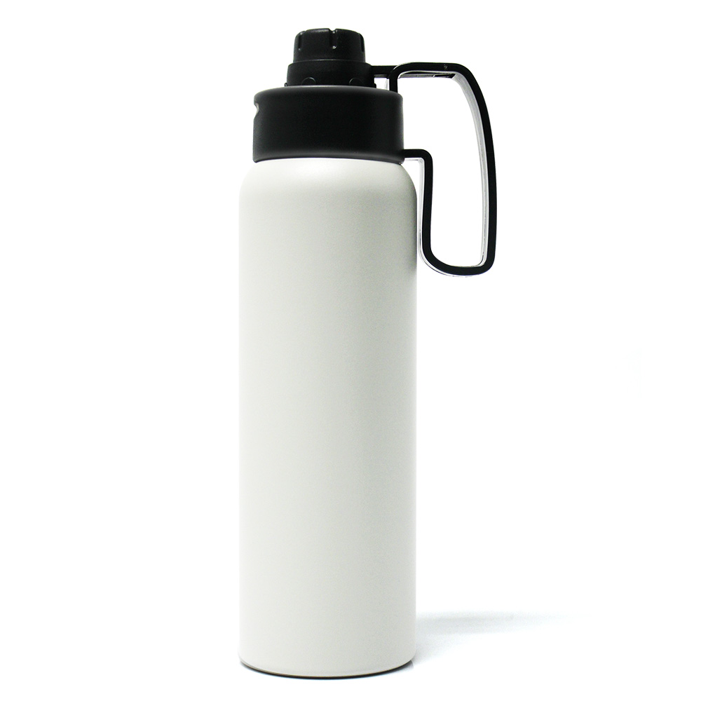 Stainless steel water bottle with handle