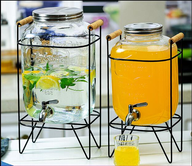 4L 5L 8L dispenser clear glass enzyme pail beverage pail cold water pail juice can sealed jar