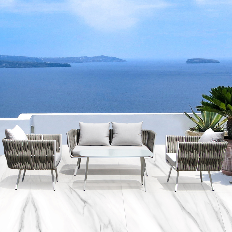 aluminum frame rope webbing sofa set