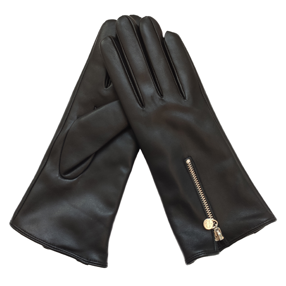 Custom classics zipper winter women warm real sheepskin leather gloves