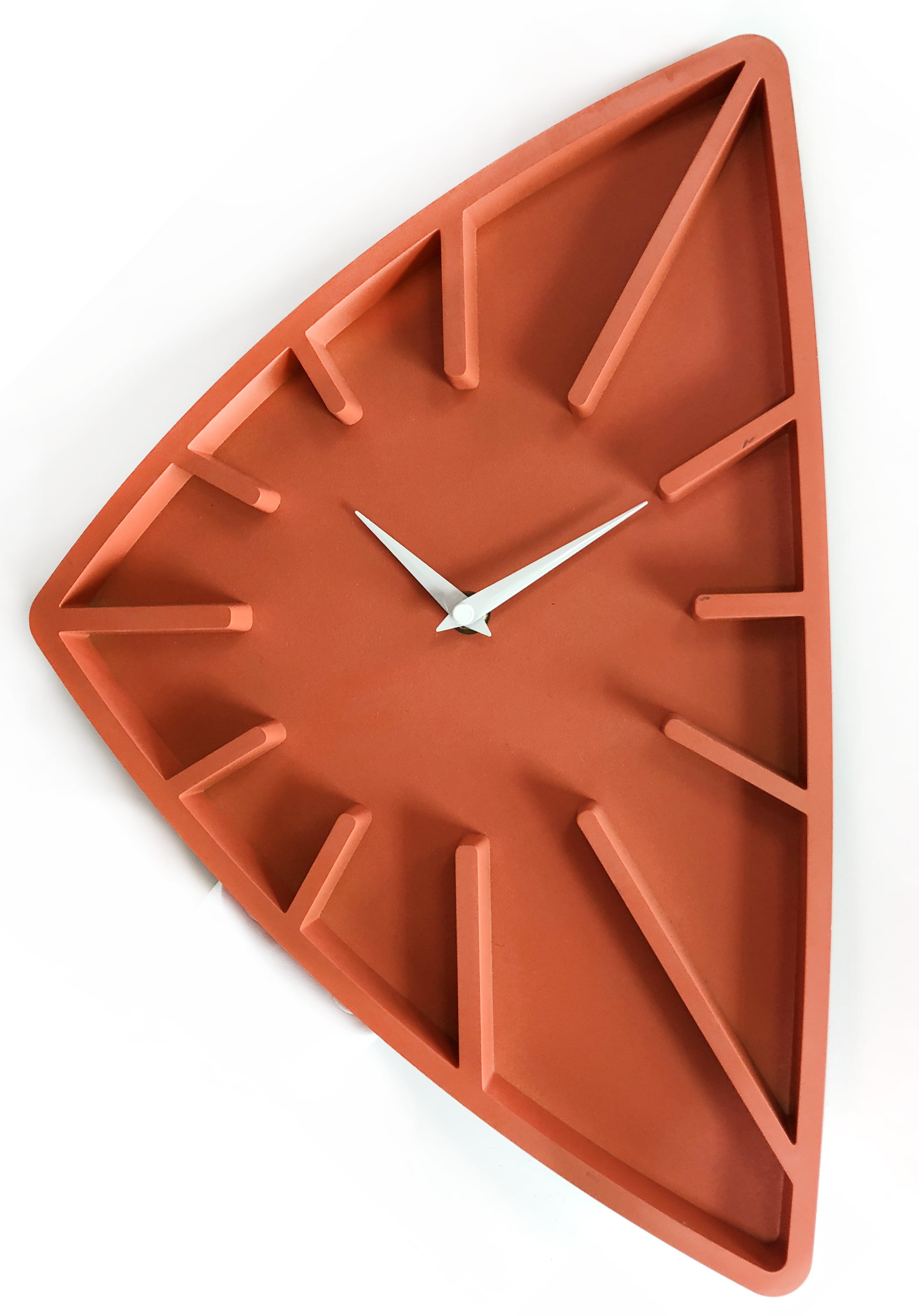 12inch Plastic creative triangular wall clock with 3d numbers