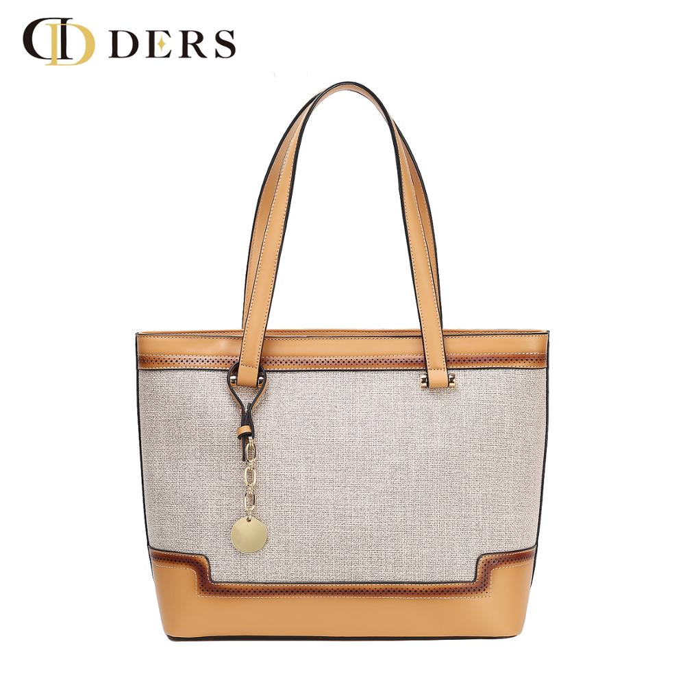 Pu And Linen Laser Punching Spray Tote Bag