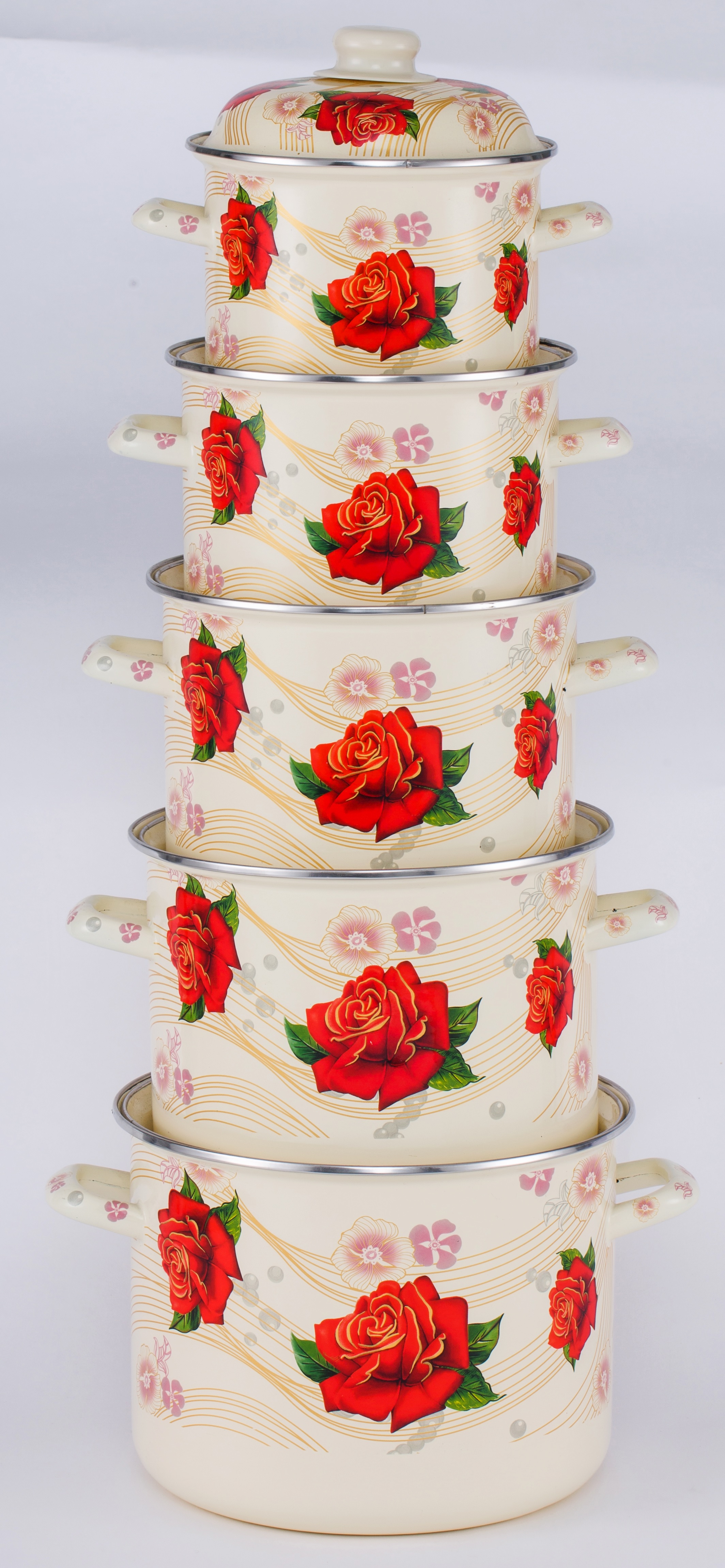 High quality hot deep cooking pot 5pcs enamel casserole set
