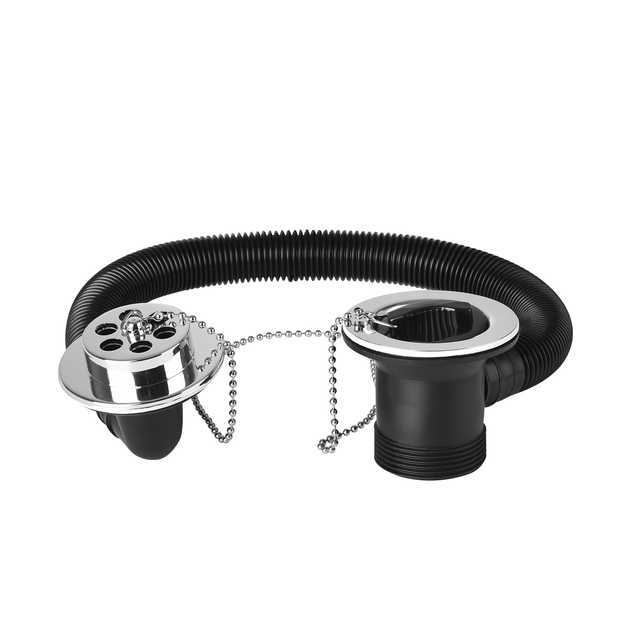 DOZ top seller plastic Black Rubber Plug Waste with Overflow EN274