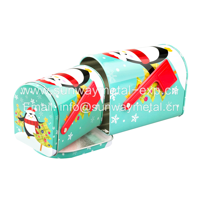 Postbox mailbox Christmas tin box 2 size
