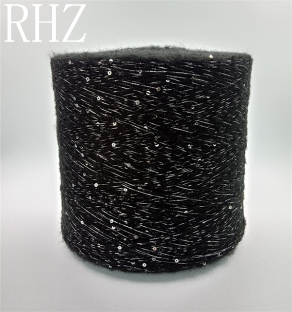 Black sequin brush yarn