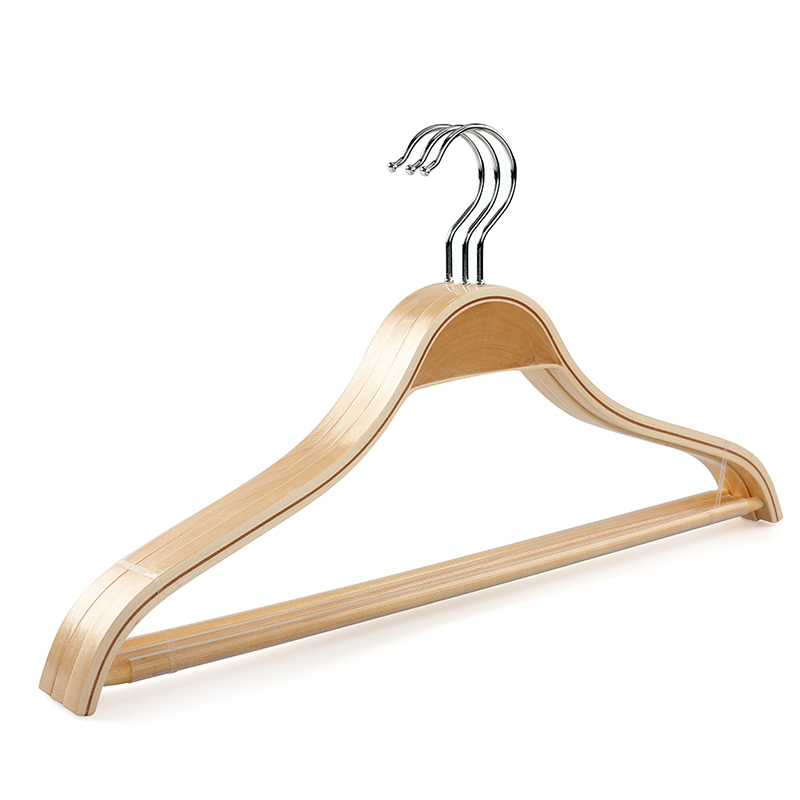 2020 Eco-friendly Laminated Wooden Shirt Hangers with Anti-slip Bar