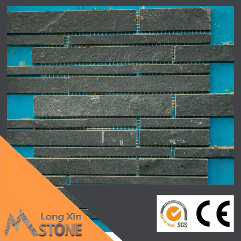 Natural black slate stripes stone mosaics 305X305 CM