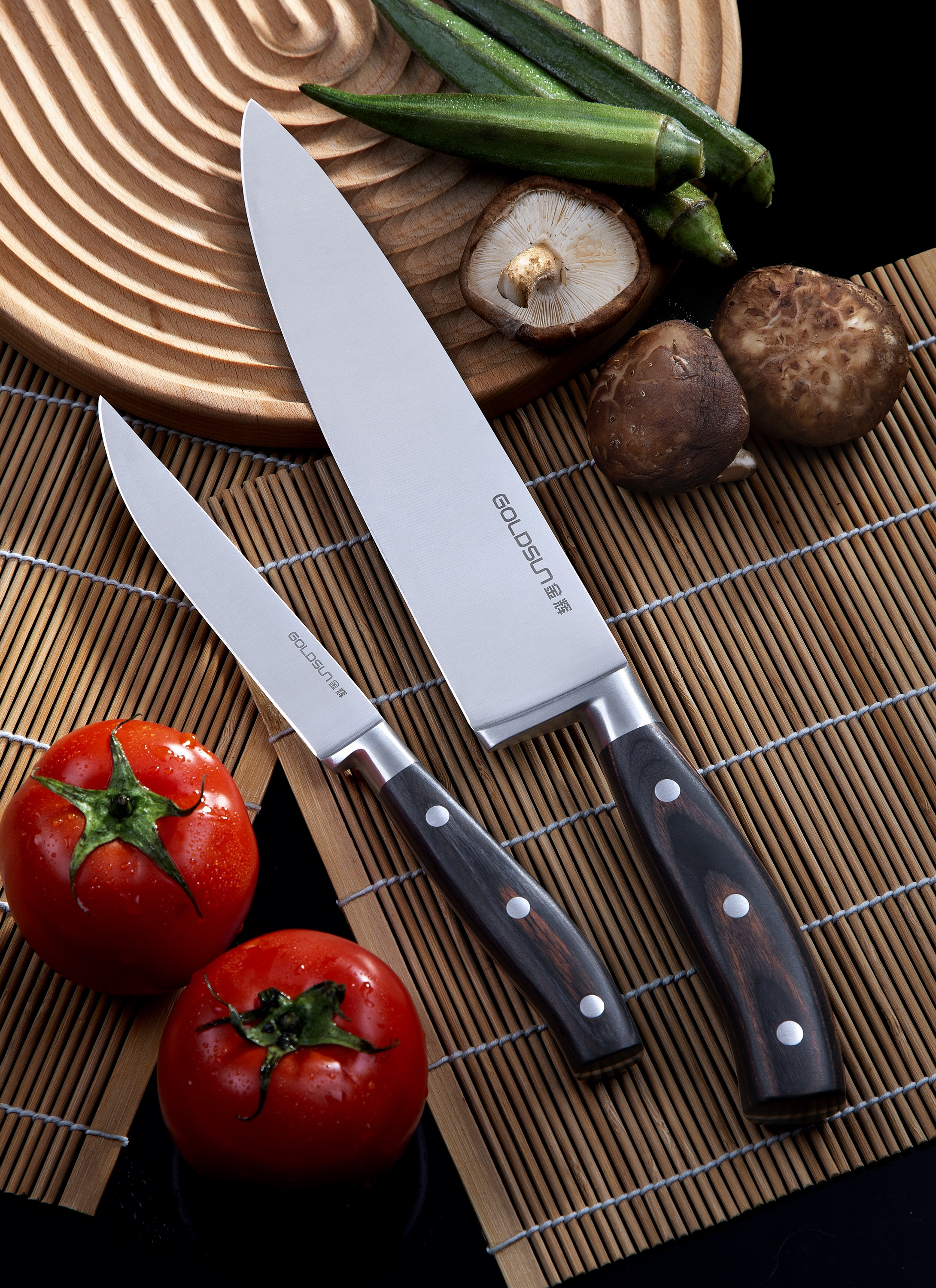 B28 pakkawood handle:chef's knife, santoku knife, slicing knife, bread knife, steak knife，utility knife, paring knife